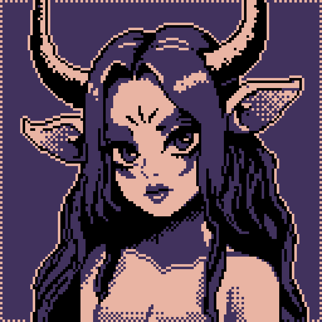 Pixel art portrait — horned demon girl